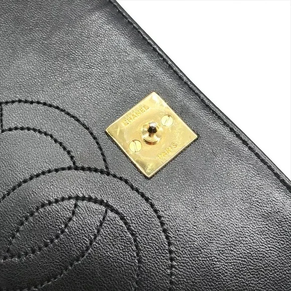 Authentic CHANEL 1988 Vintage classic flap black lambskin leather 24k gold bag - Picture 6 of 13